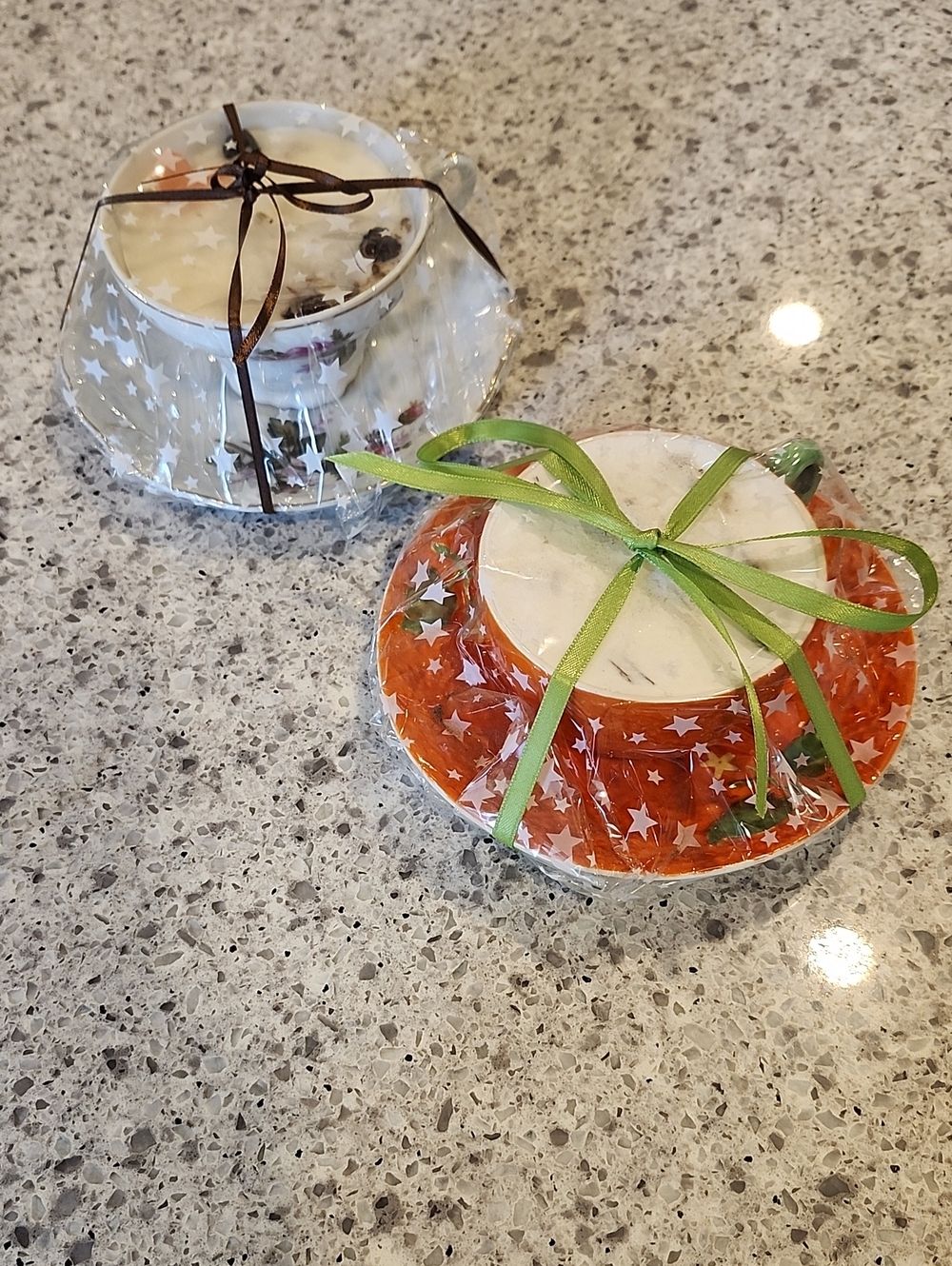 Decorative Teacup Candle Gift Set - Orange & White